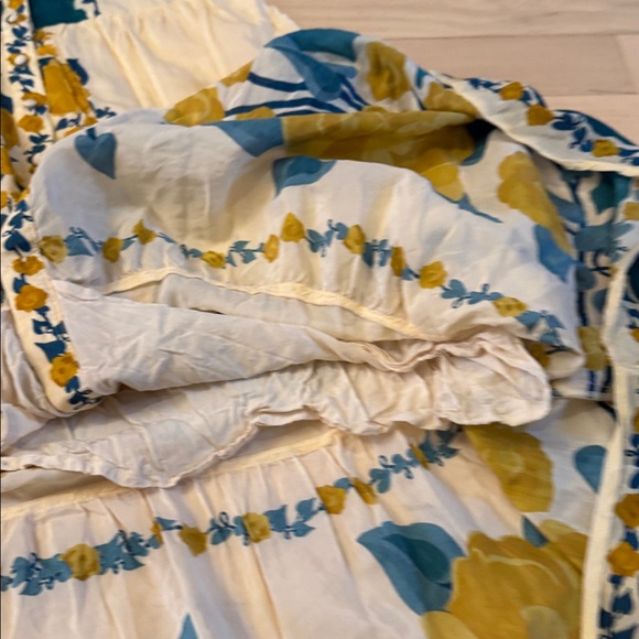 Farm Rio-Puff-Sleeve Printed Midi Dress-Floral-Boho-Festival-S - Picture 9 of 12